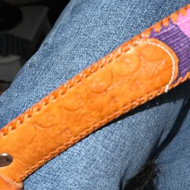 Vintage Leather Bright Woven Camel Belt Sz 32