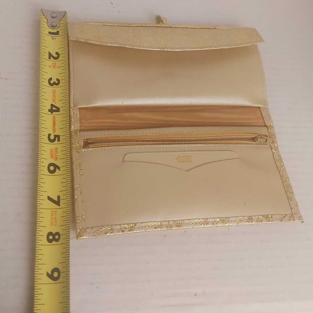 Vintage Leather wallet/ clutch purse ivory/ gold - image 10