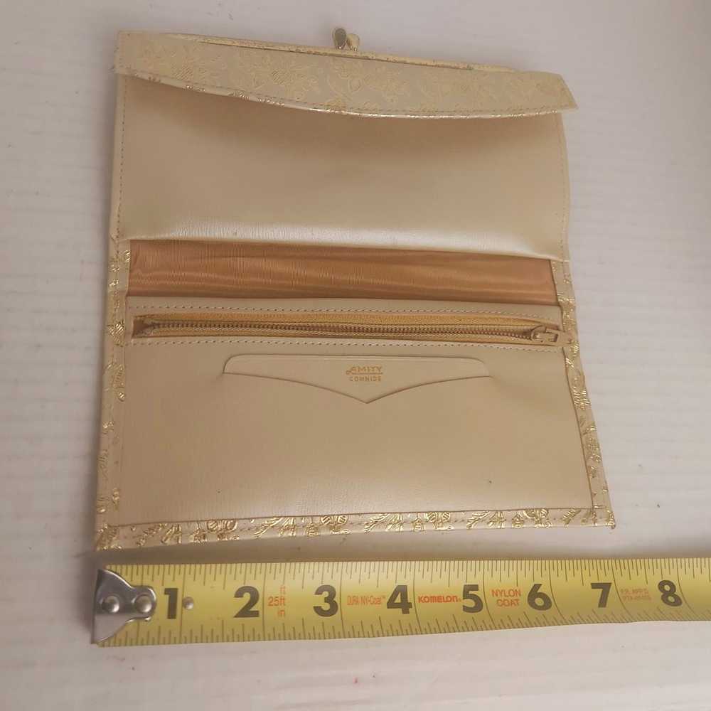 Vintage Leather wallet/ clutch purse ivory/ gold - image 11