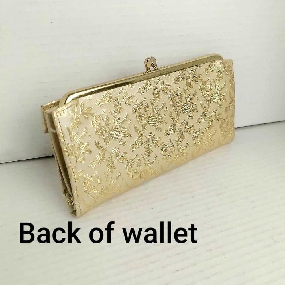 Vintage Leather wallet/ clutch purse ivory/ gold - image 2