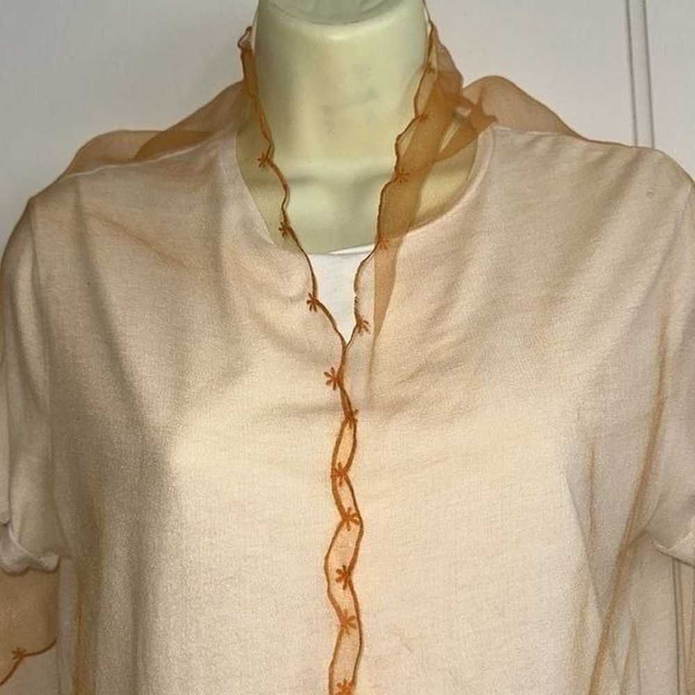 Vintage 60s long orange chiffon scarf with emboss… - image 5