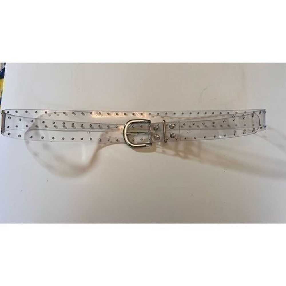 Vintage Unbranded Transparent Studded Silver Hard… - image 3