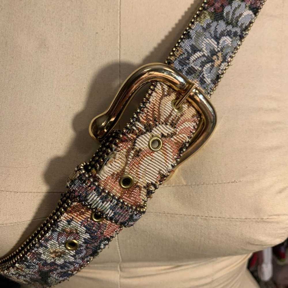 Vintage Womens Belt Leather Tapestry Leather Cott… - image 2