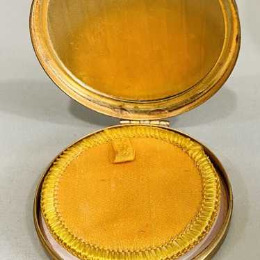 Gold Tone Powder Compact EMPTY Compact Pinstripe … - image 1