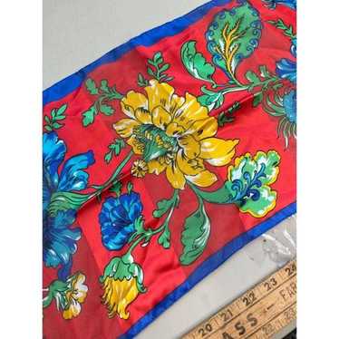 Vintage Bright Primary Floral Rectangle Scarf Ligh