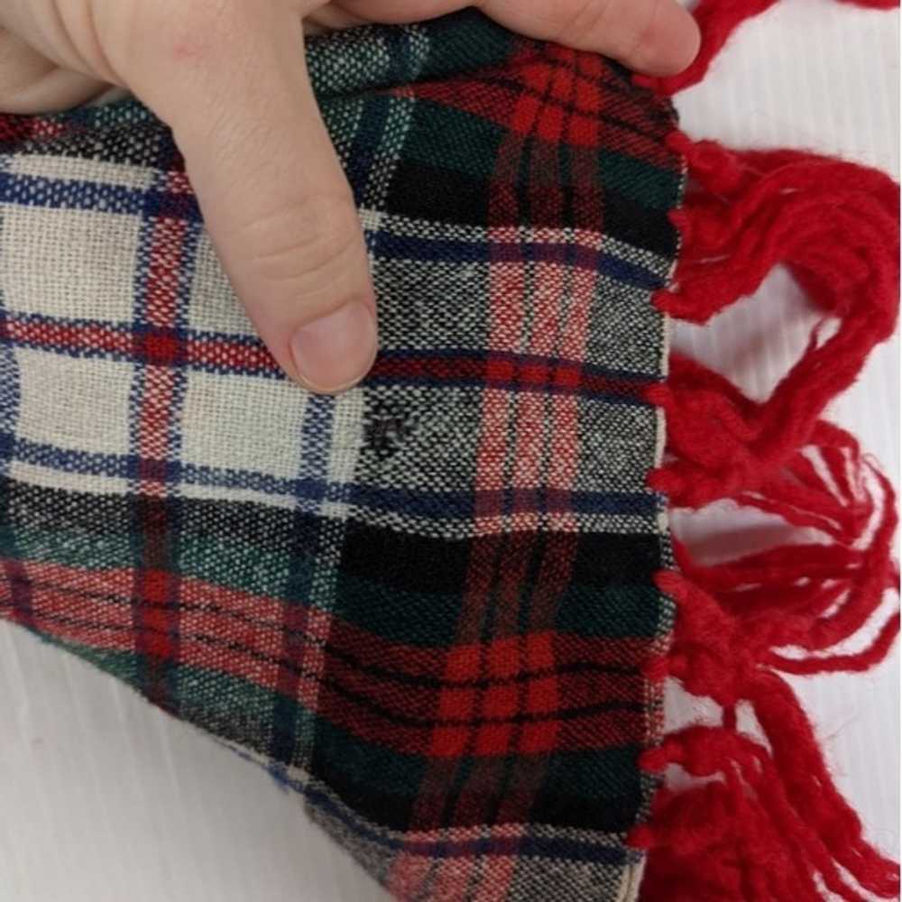 VINTAGE tartan blend wool blend fringe scarf - image 3