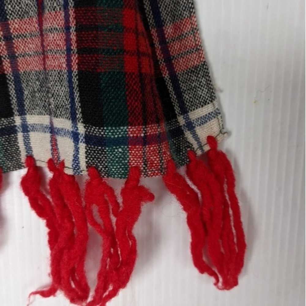 VINTAGE tartan blend wool blend fringe scarf - image 6