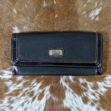 VTG Fossil Black Pebbled Leather Wallet