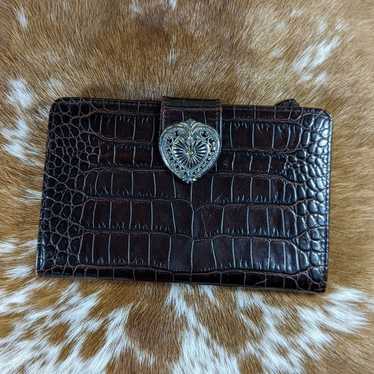 Brighton Crocodile Embossed Leather Vintage Wallet