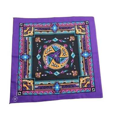 Vintage Wamcraft Aztec Western Print Bandana Made 