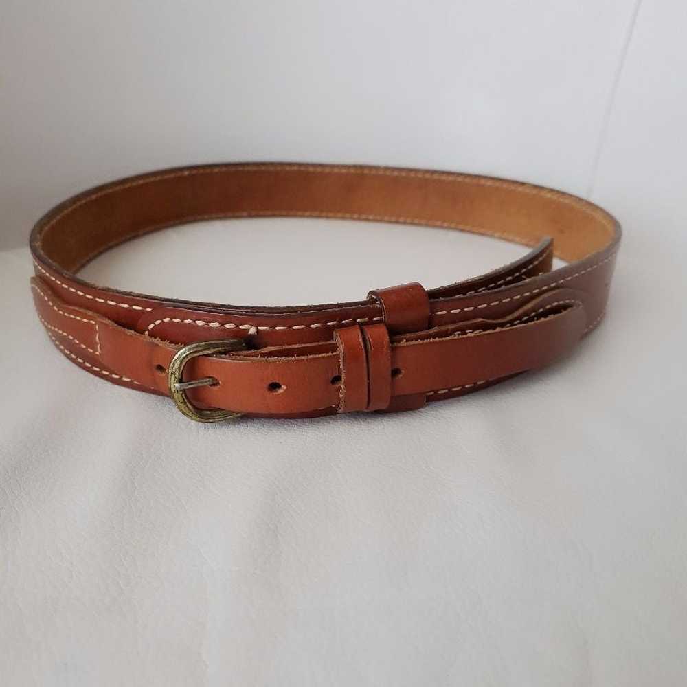 Vintage Wide Leather Belt Cognac Brown - image 2