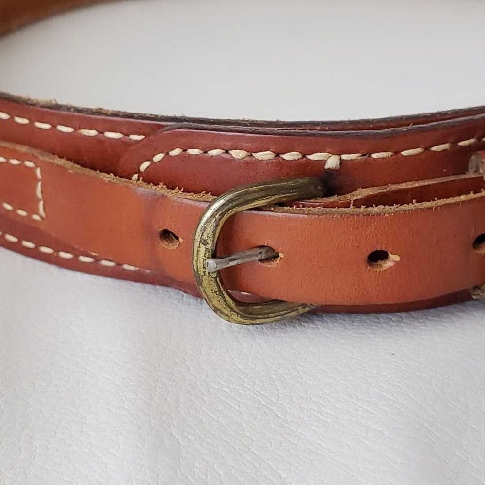 Vintage Wide Leather Belt Cognac Brown - image 3