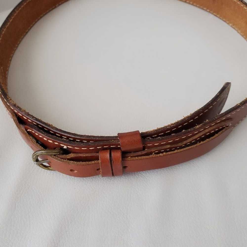 Vintage Wide Leather Belt Cognac Brown - image 4