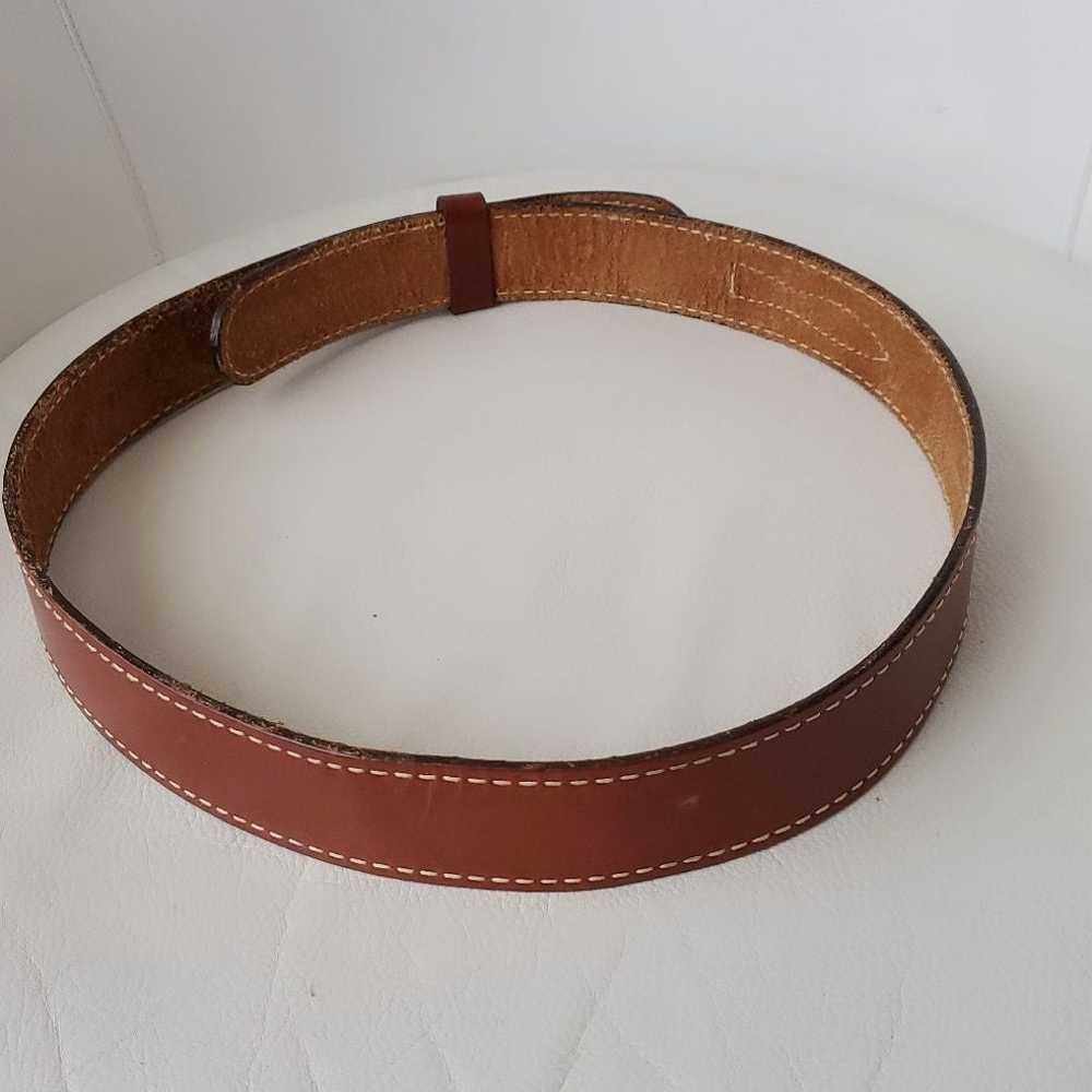 Vintage Wide Leather Belt Cognac Brown - image 5