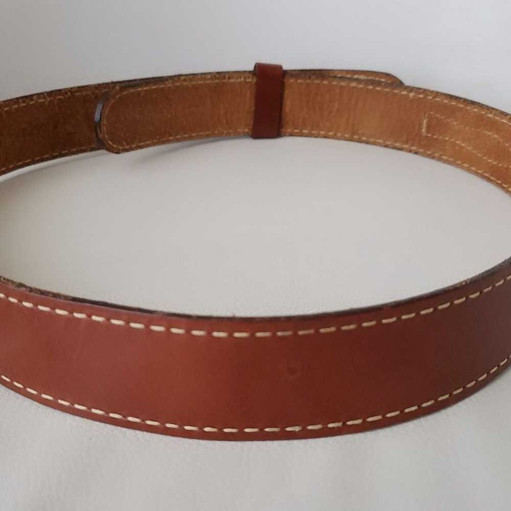 Vintage Wide Leather Belt Cognac Brown - image 6