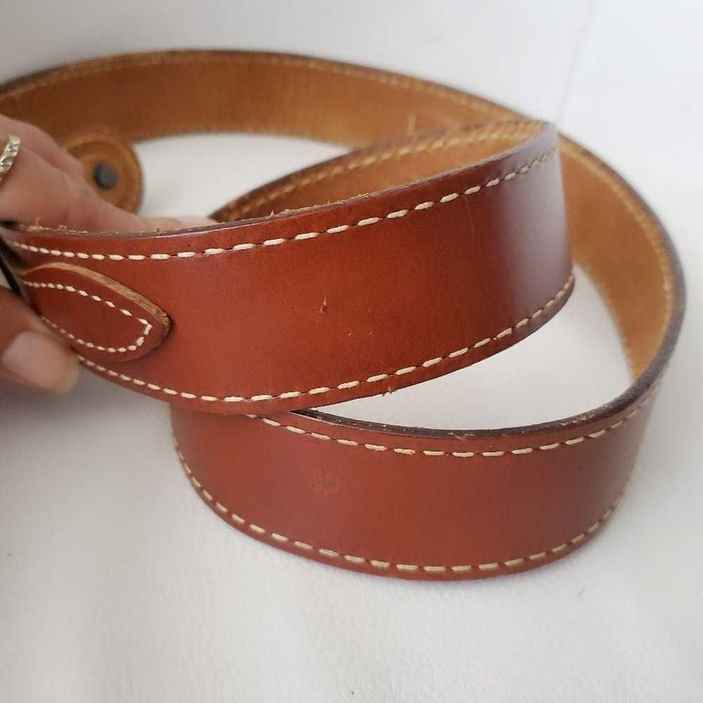 Vintage Wide Leather Belt Cognac Brown - image 9