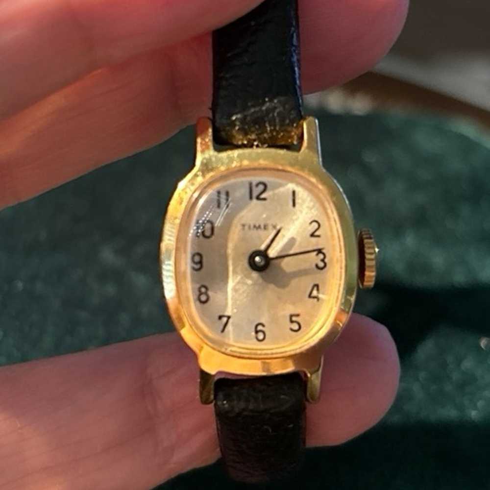 Vintage timex goldtone mechanical watch petite wi… - image 2