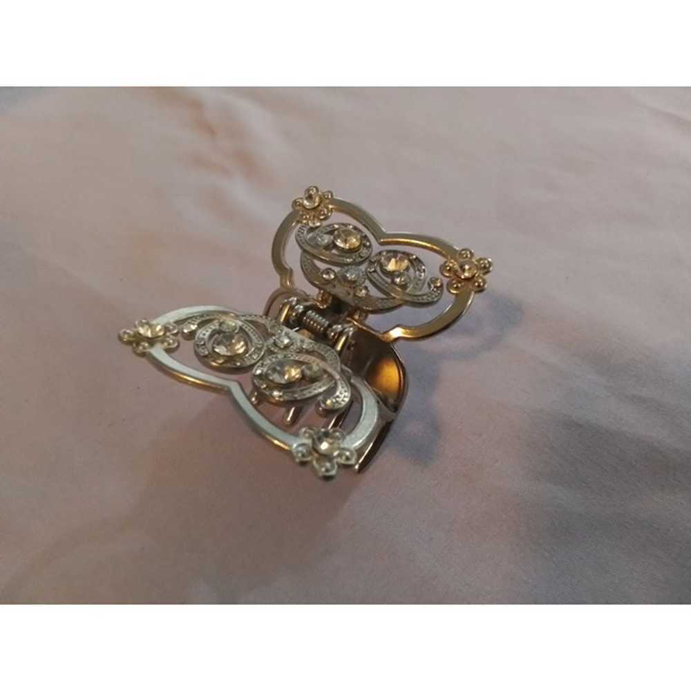 Vintage Butterfly Hair Claw Clip With Rhinestones… - image 1