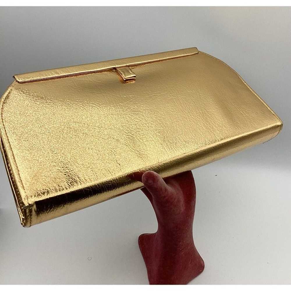 1950-60s Metallic Gold Evening Clutch With Metal … - image 1