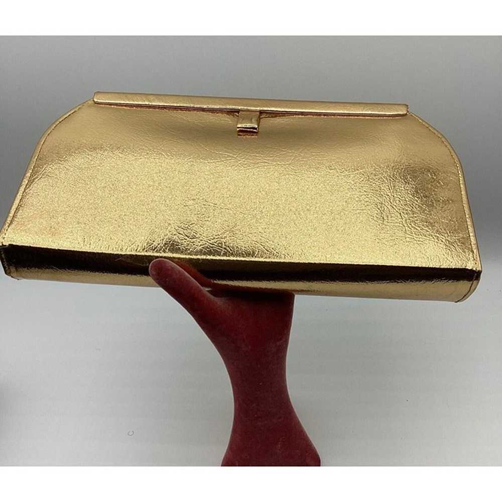 1950-60s Metallic Gold Evening Clutch With Metal … - image 2