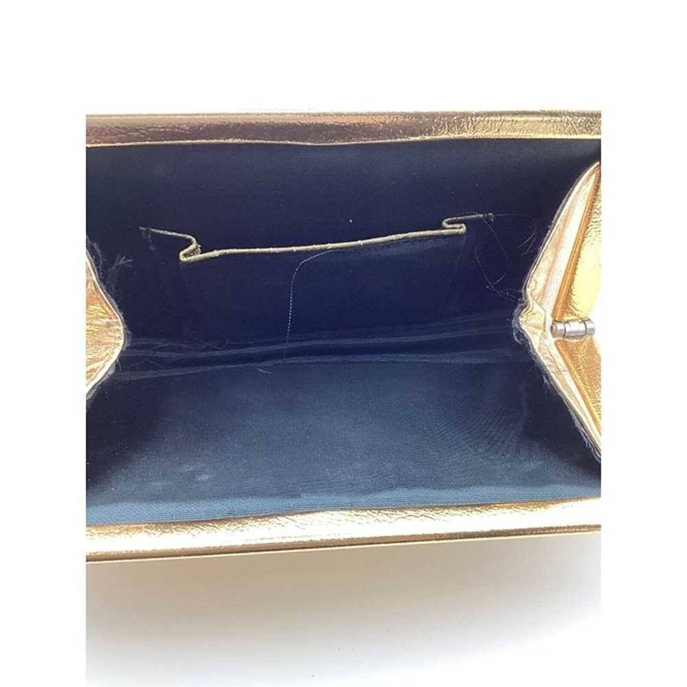 1950-60s Metallic Gold Evening Clutch With Metal … - image 4