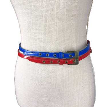 Vintage 80s Blue Red Double Skinny Belt