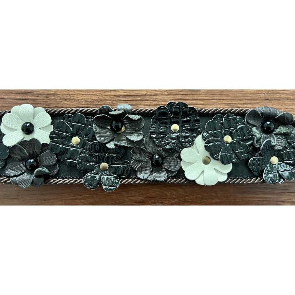 Vintage Carolyn Tanner Design Floral Black Leathe… - image 2