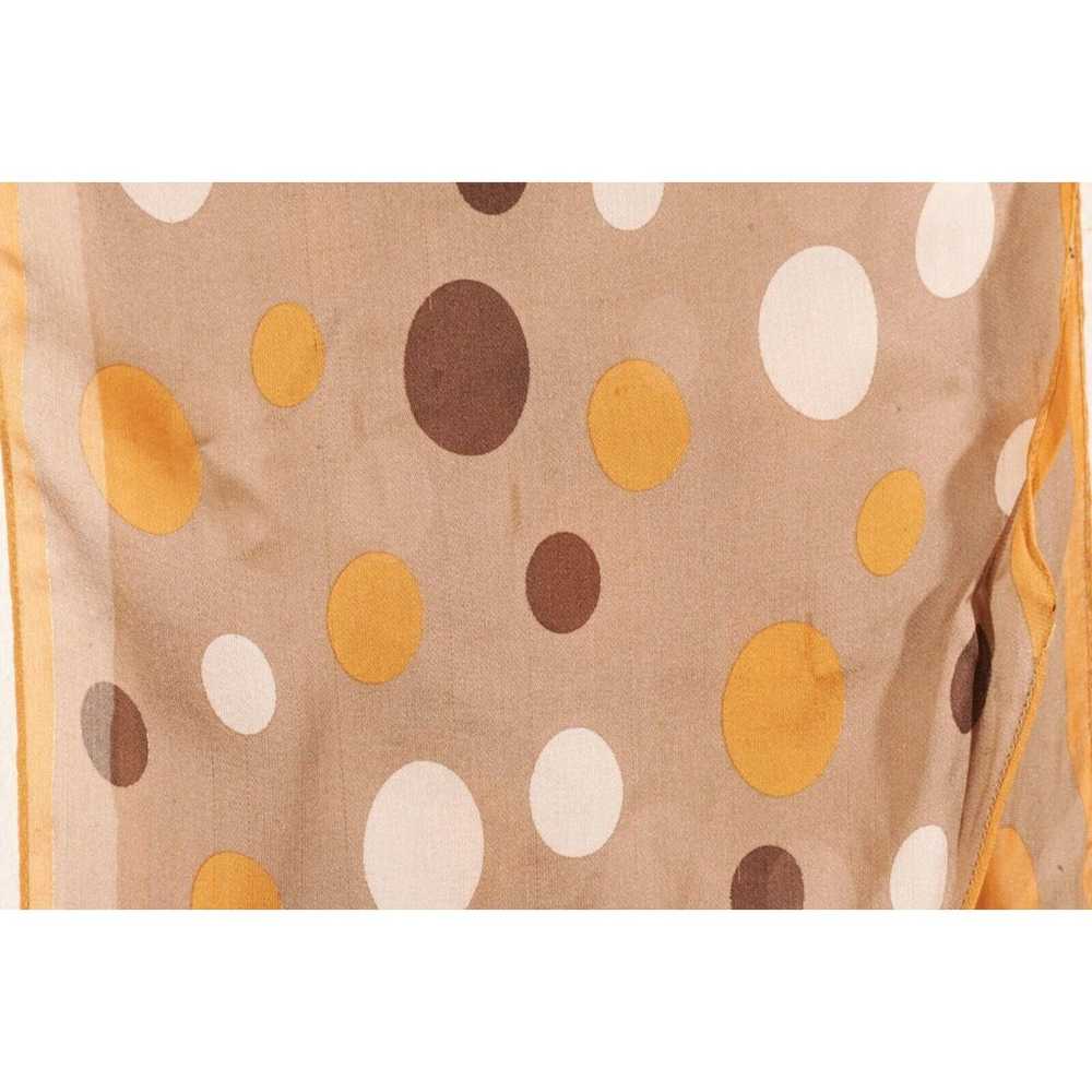 Polka Dot Art Silk Scarf Mod Whimsical Brown Arts… - image 10