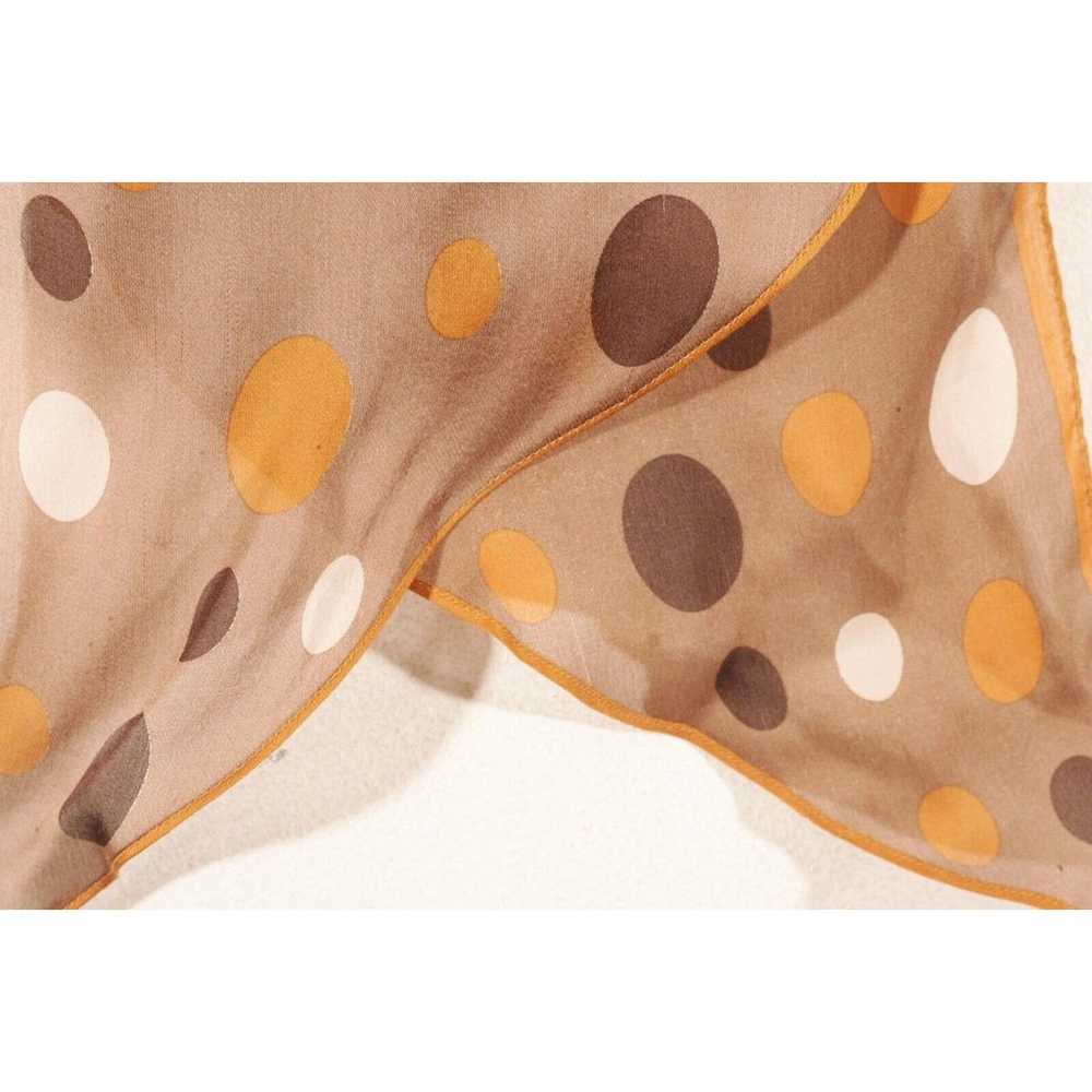 Polka Dot Art Silk Scarf Mod Whimsical Brown Arts… - image 11