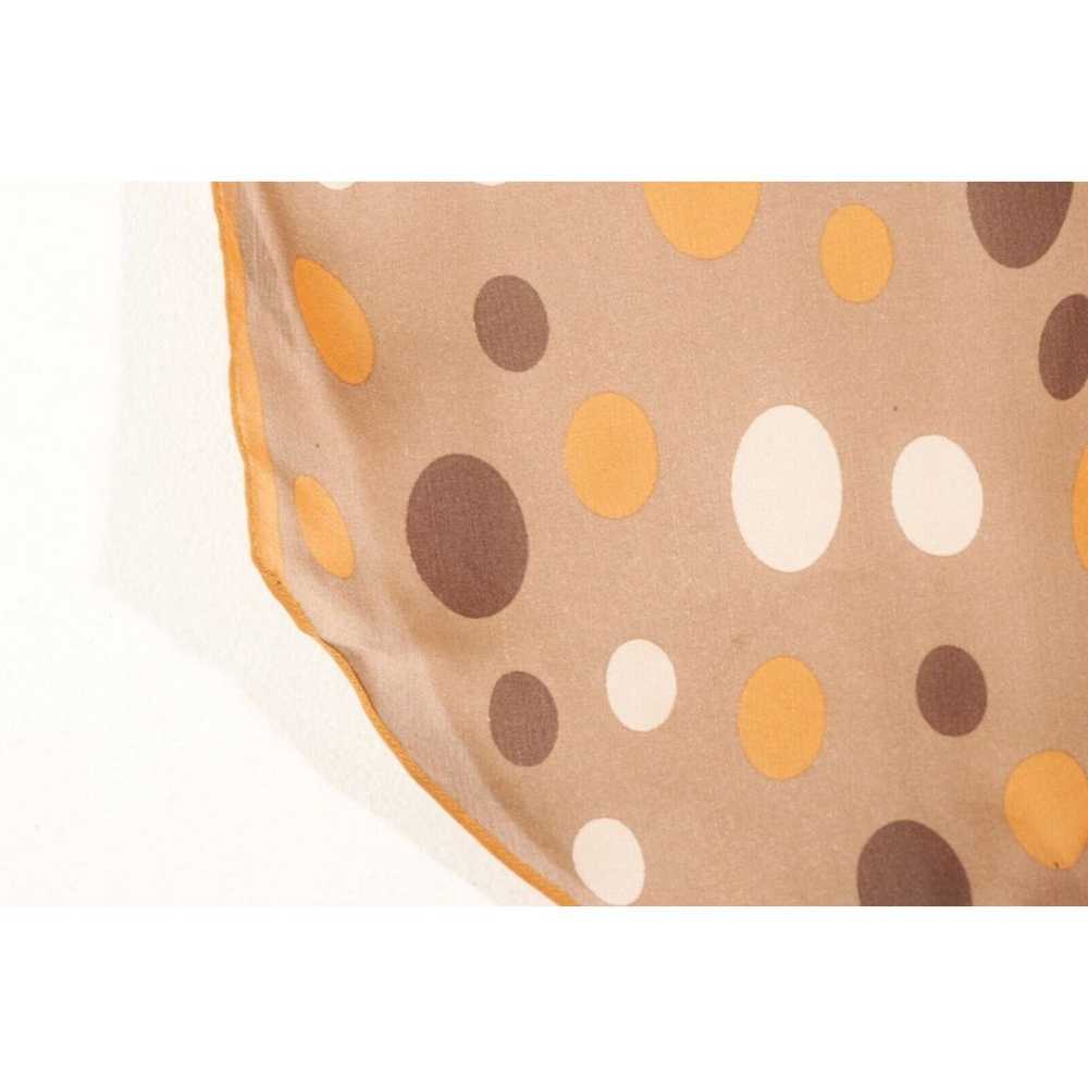 Polka Dot Art Silk Scarf Mod Whimsical Brown Arts… - image 12