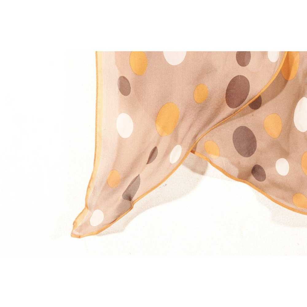 Polka Dot Art Silk Scarf Mod Whimsical Brown Arts… - image 2