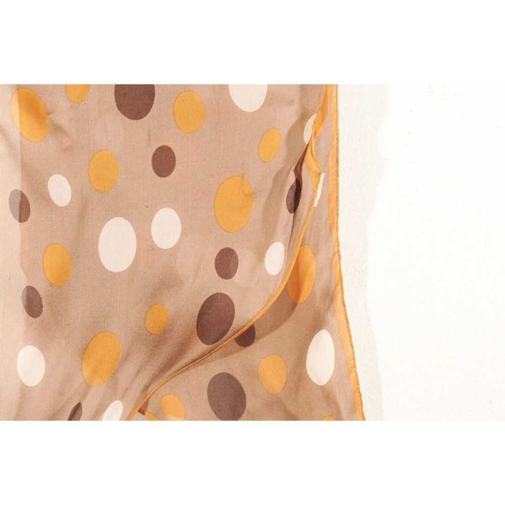 Polka Dot Art Silk Scarf Mod Whimsical Brown Arts… - image 3