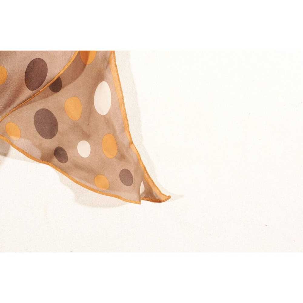 Polka Dot Art Silk Scarf Mod Whimsical Brown Arts… - image 4