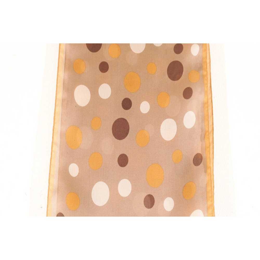 Polka Dot Art Silk Scarf Mod Whimsical Brown Arts… - image 8