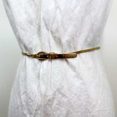 Vintage 70s-80s Gold Metal Buckle Stretchy Skinny… - image 1