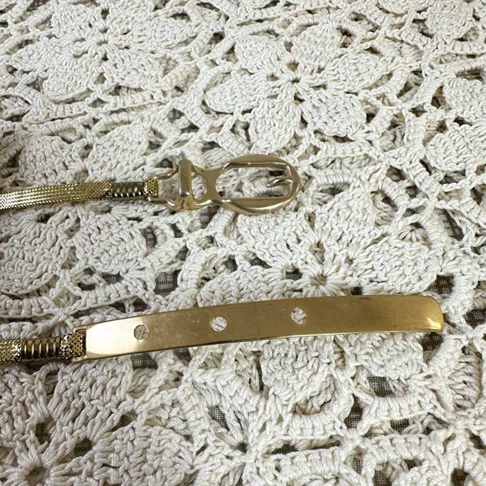 Vintage 70s-80s Gold Metal Buckle Stretchy Skinny… - image 6