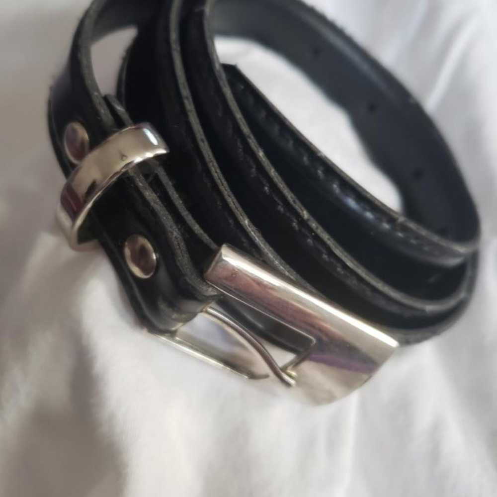 Womens Vintage 1980's Leather Belt with Silver To… - image 1