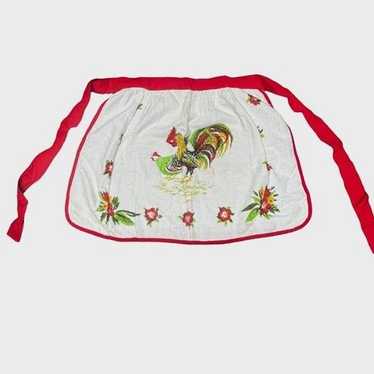 Vtg Handmade Rooster Half Apron Pockets Cottageco… - image 1