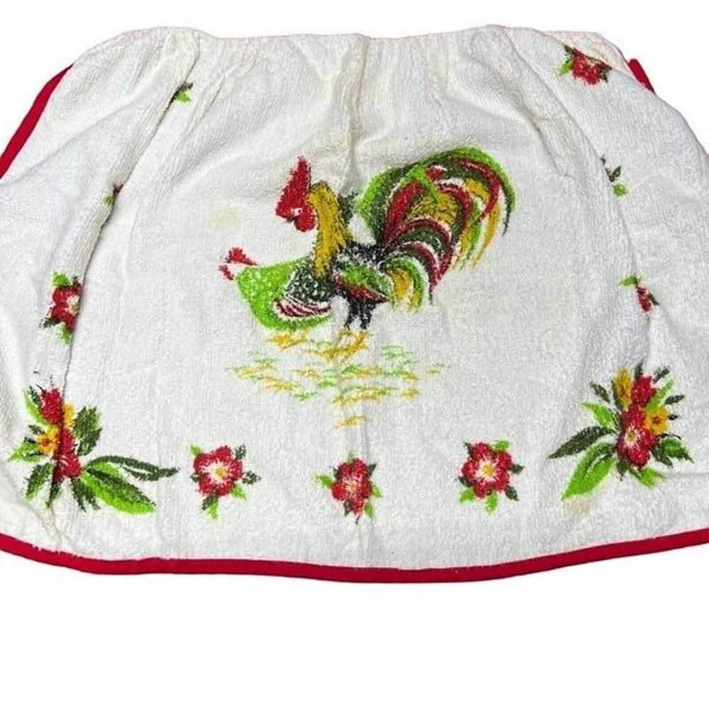 Vtg Handmade Rooster Half Apron Pockets Cottageco… - image 2