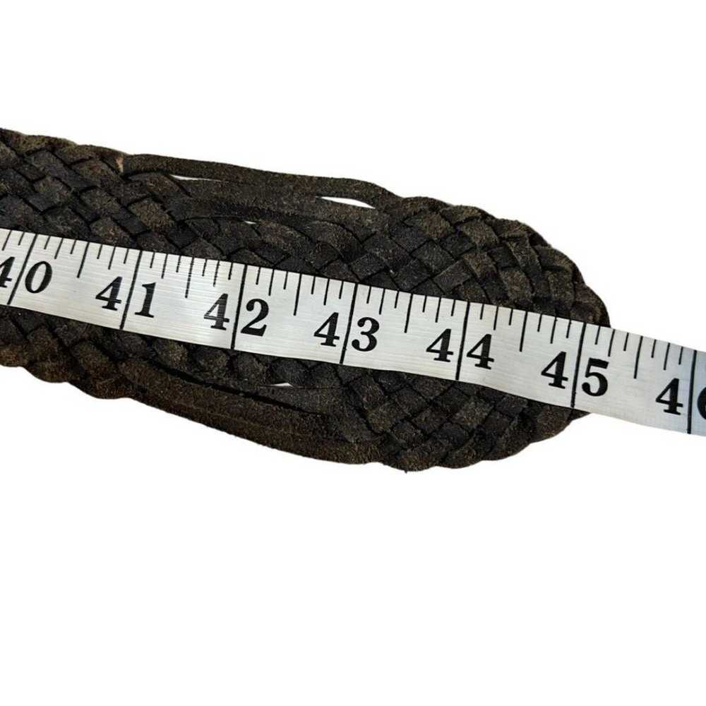 Wide Leather Woven Belt With Heavy Silver Tone O … - image 11