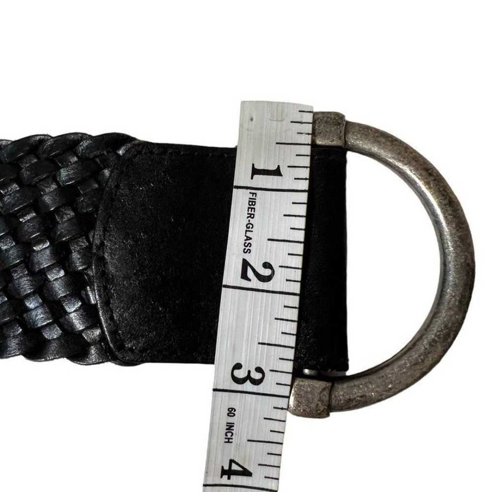 Wide Leather Woven Belt With Heavy Silver Tone O … - image 12