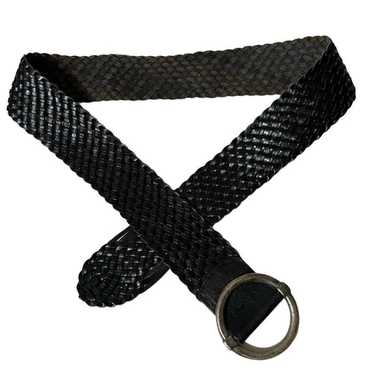 Wide Leather Woven Belt With Heavy Silver Tone O … - image 1