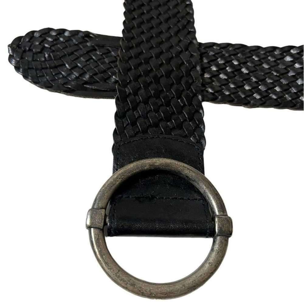 Wide Leather Woven Belt With Heavy Silver Tone O … - image 4