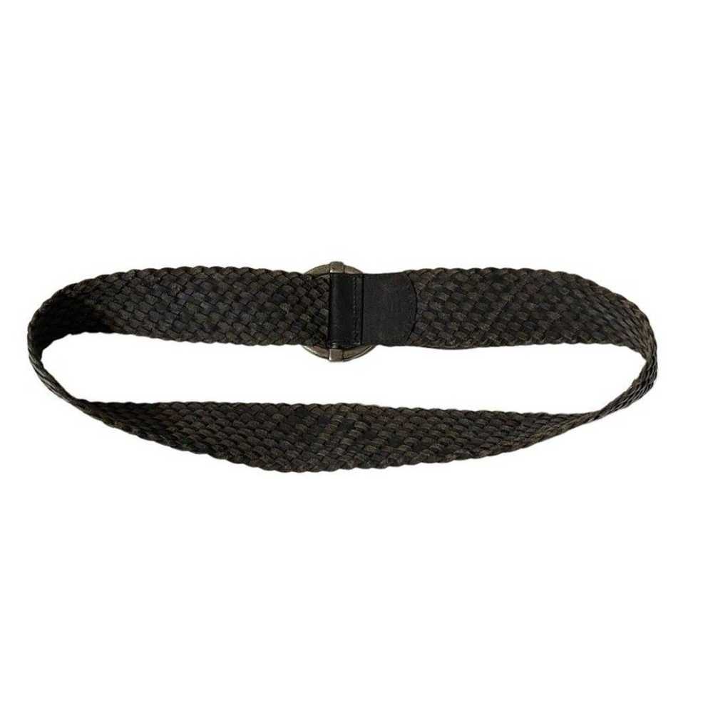 Wide Leather Woven Belt With Heavy Silver Tone O … - image 8