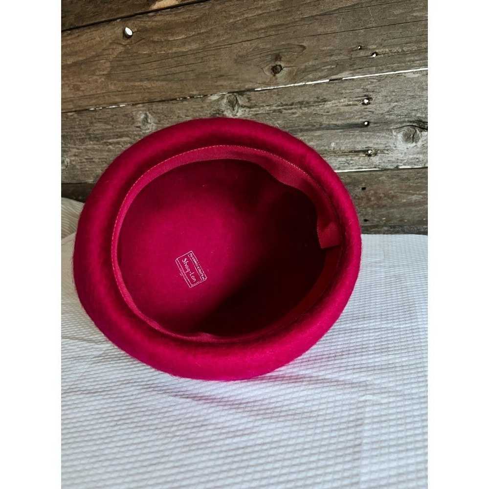 Vintage 1960s Cranberry Wool Bowler Womens Hat - … - image 7