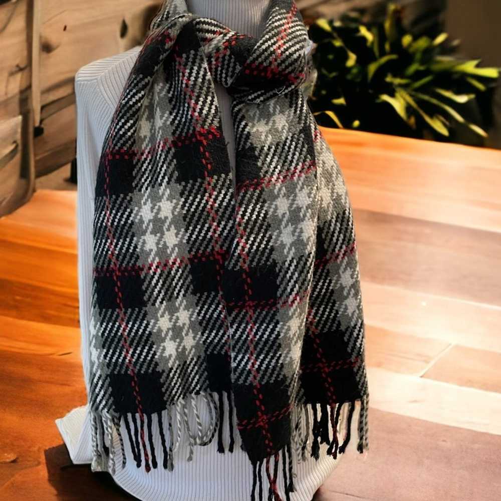 Cashmere Plaid Scarf Womens Unisex Tartan Black G… - image 2