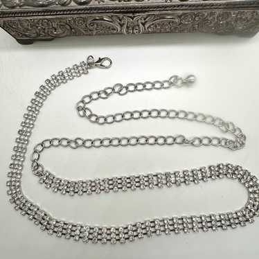 Modern vintage rhinestone chain belt