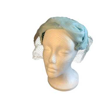 Ladies Light Blue Hat with Netting Vintage - image 1