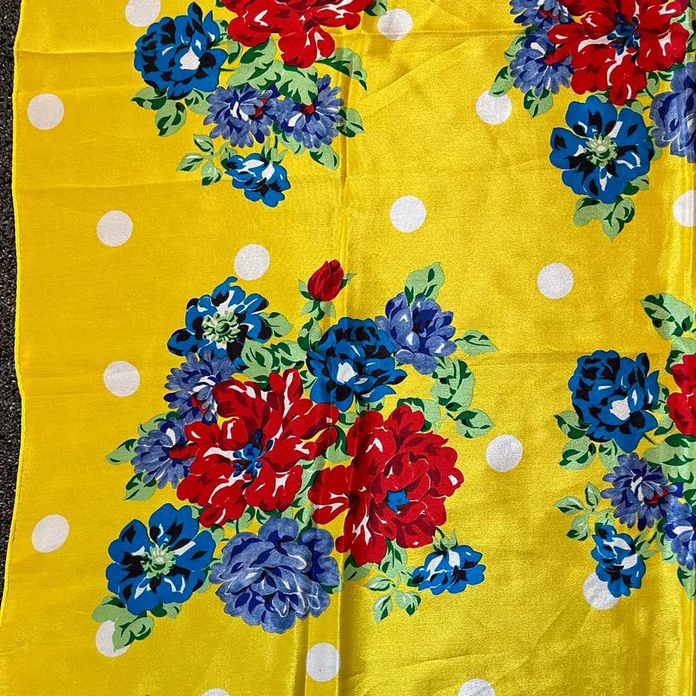 Vintage MCM Yellow polka dot Echo Floral 100% Sil… - image 2