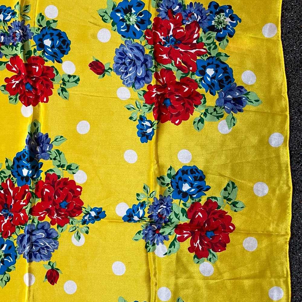 Vintage MCM Yellow polka dot Echo Floral 100% Sil… - image 4